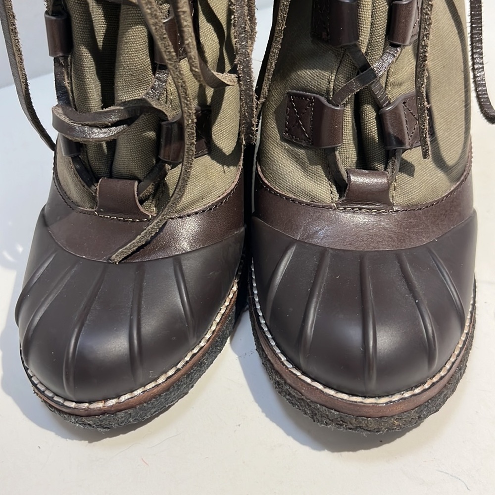 Tory Burch Wedge Brown/Washed Kahki/Charcoal Boots Sz 8 - Picture 4 of 13